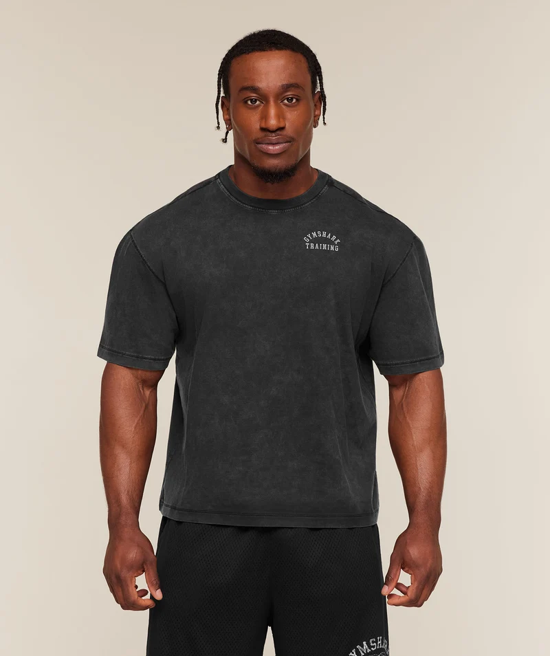 Gymshark Retro Collegiate T-Shirt - Black