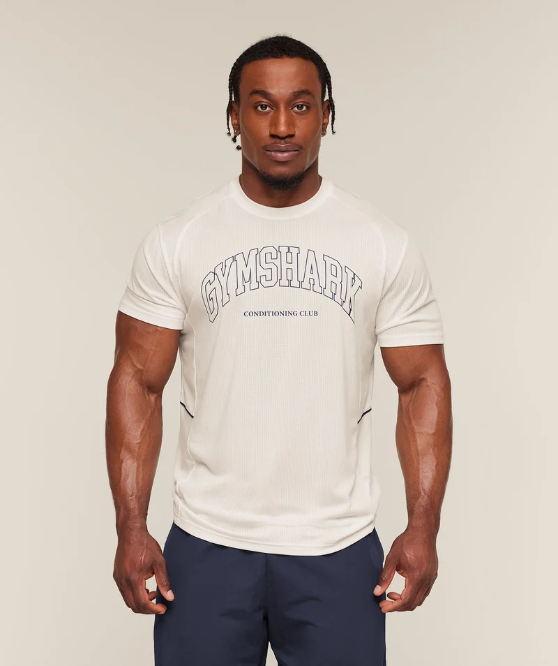 Gymshark Collegiate Tech T-Shirt - Soft White