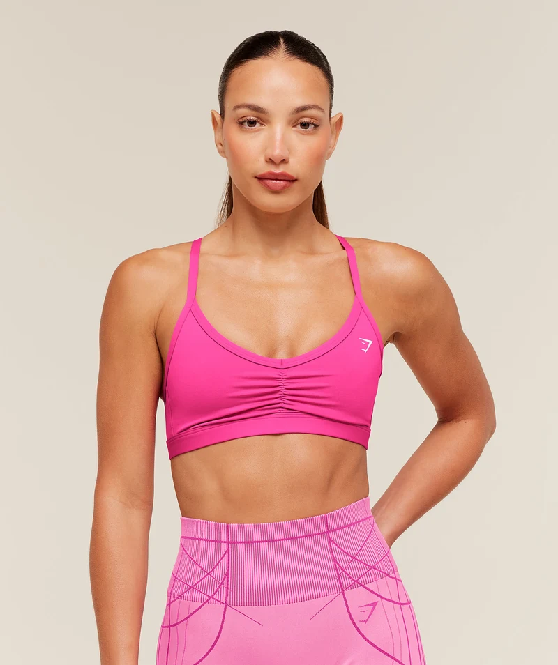 Gymshark Ruched Strappy Sports Bra - Super-Set Pink