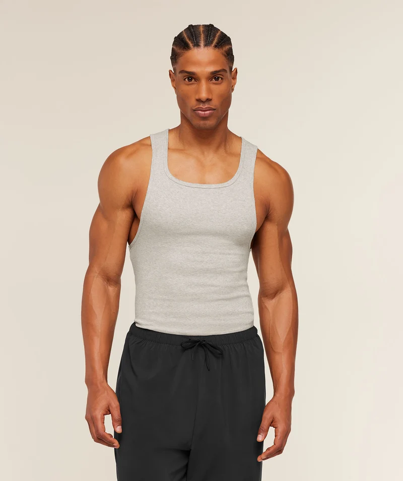Gymshark x CBUM Ribbed Tank - Bros Stone Grey Marl