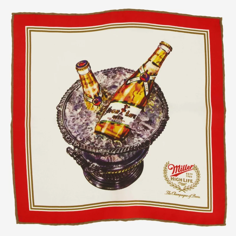 The Tie Bar x Miller High Life Vintage Champagne Of Beers Pocket Square