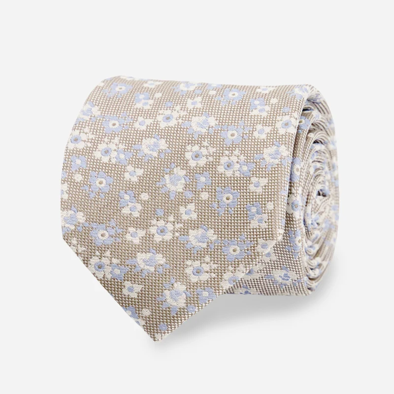 Marguerite Floral Light Champagne Tie
