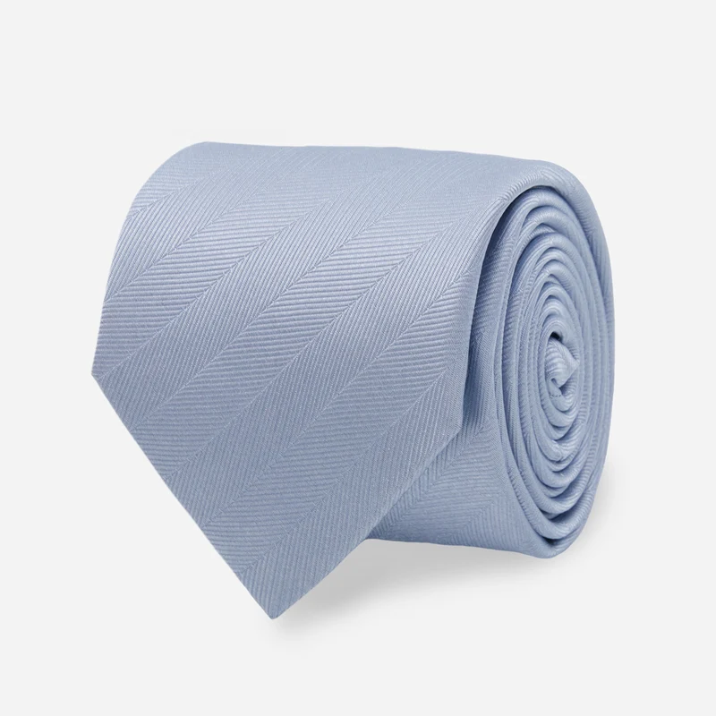 Herringbone Vow Dusty Blue Tie