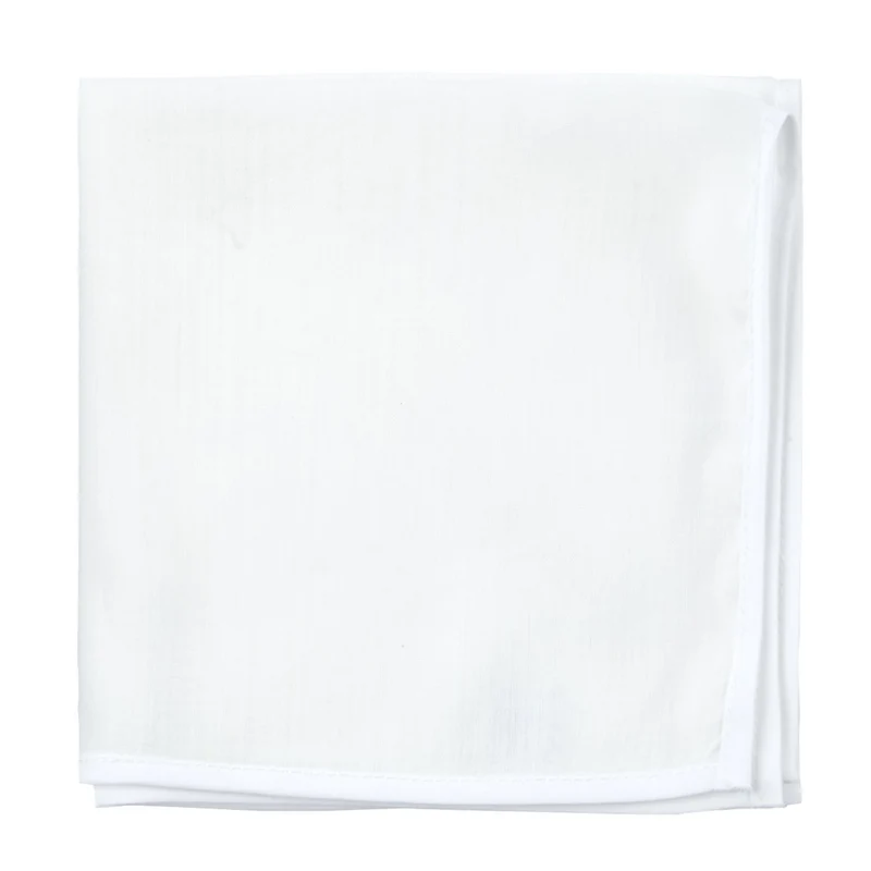 White Linen With Border Contrasting White Pocket Square