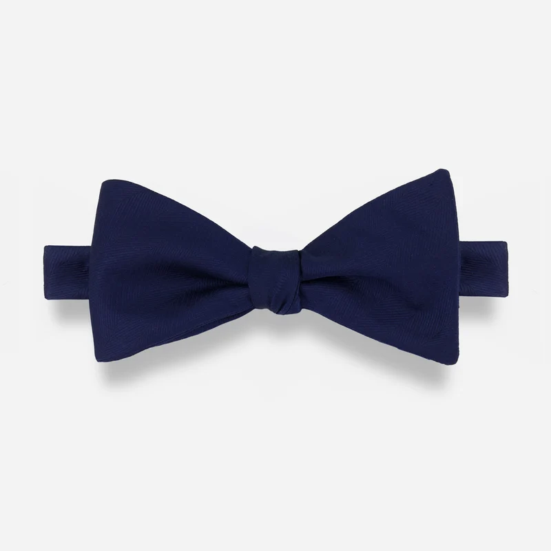 Herringbone Vow Navy Bow Tie