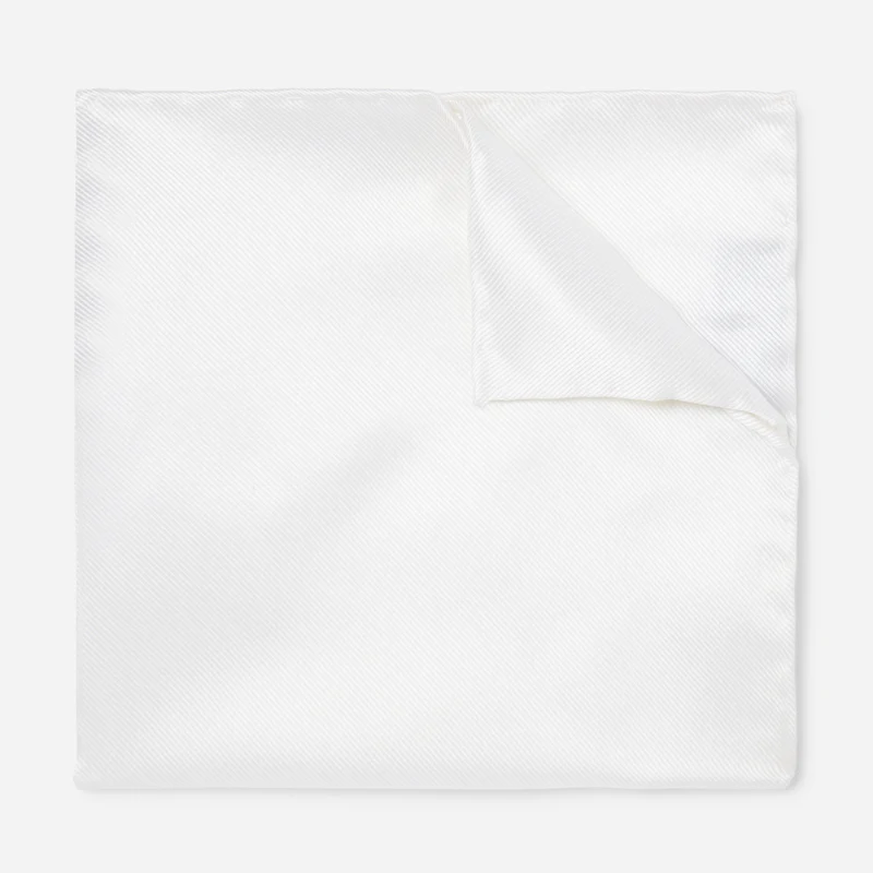 Solid Twill White Pocket Square