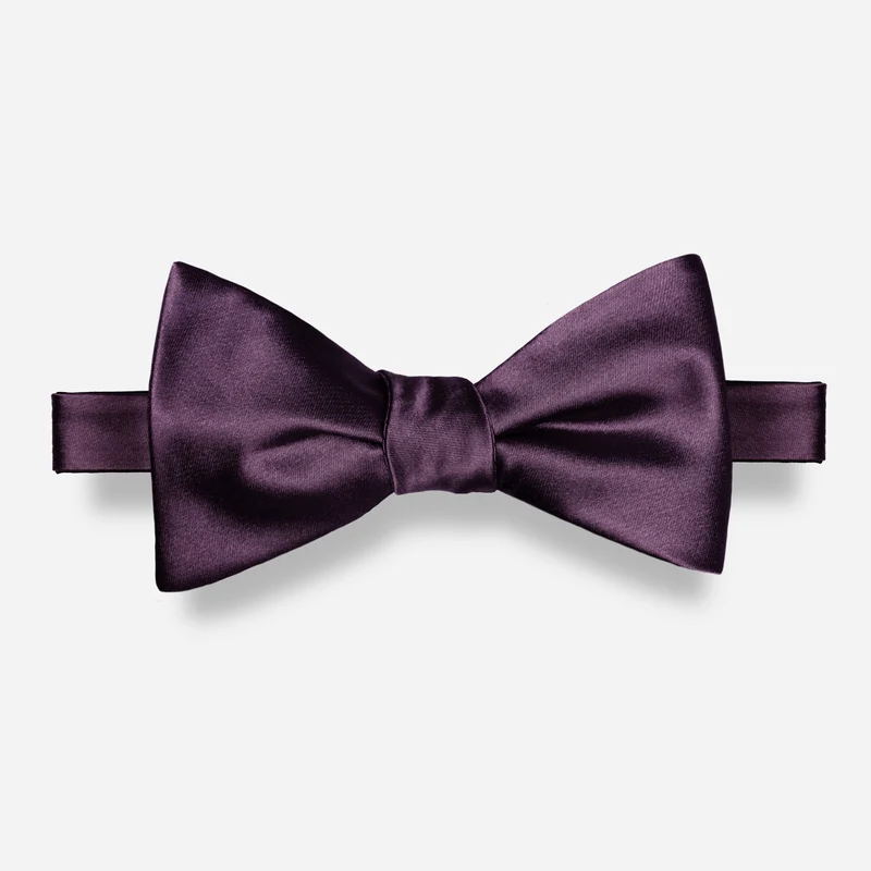 Solid Satin Eggplant Bow Tie