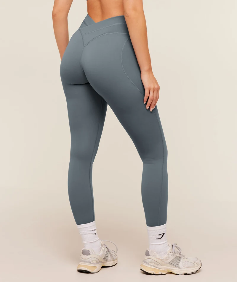 Gymshark Crossover Back Leggings - Iron Blue