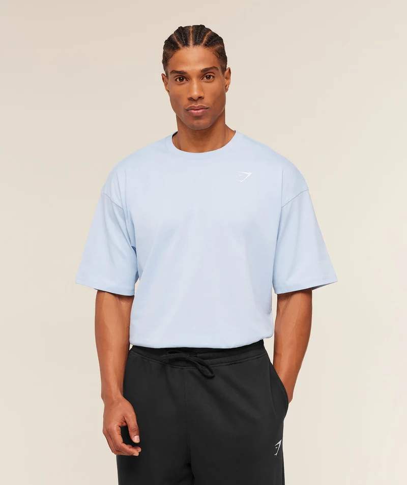 Gymshark Crest Oversized T-Shirt - Chilled Blue