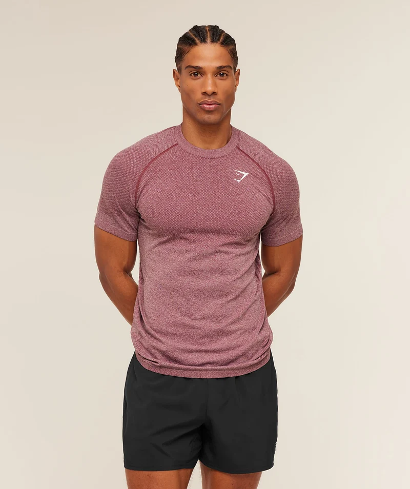 Gymshark Vital Seamless T-Shirt - White/Port
