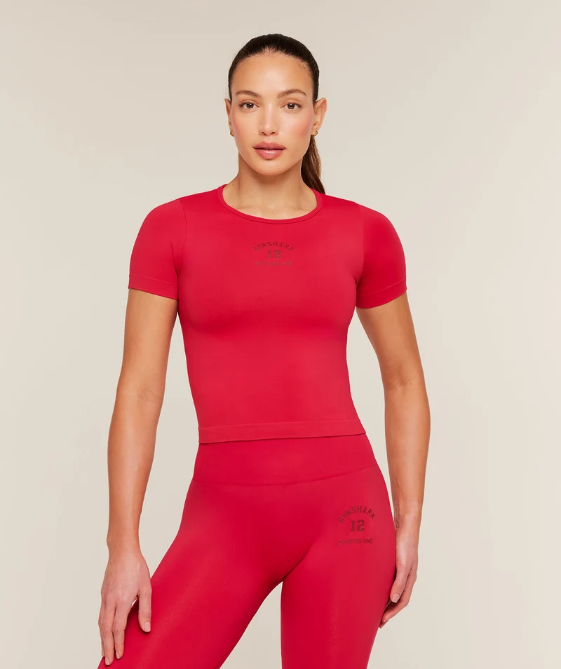 Gymshark Everyday Seamless Graphic Short Sleeve Top - Conditioning Red