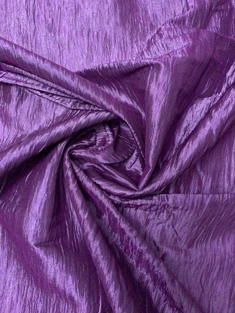 Italian Crinkled Woven Tissue Lamé with Vertical Strech - Purple