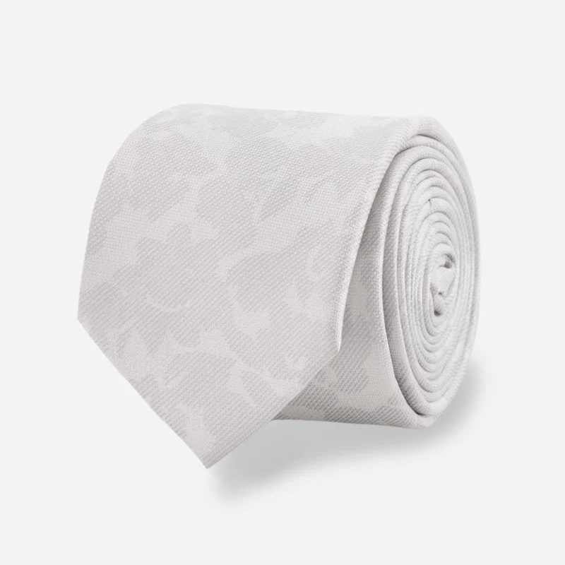 Mumu Weddings - Refinado Floral Silver Tie