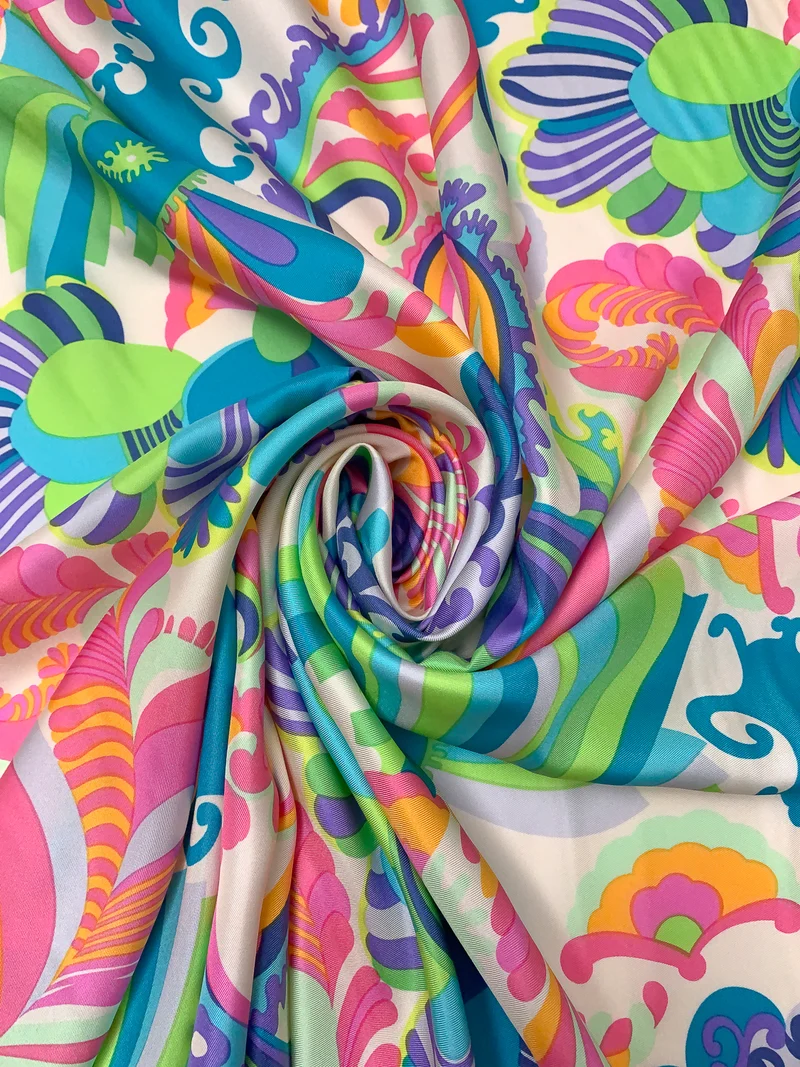Groovy Graphic Printed Fine Silk Twill - Multicolor
