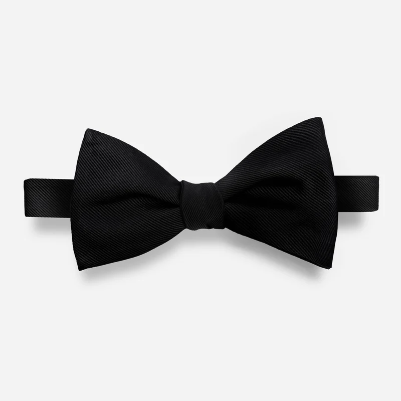 Grosgrain Solid Black Bow Tie