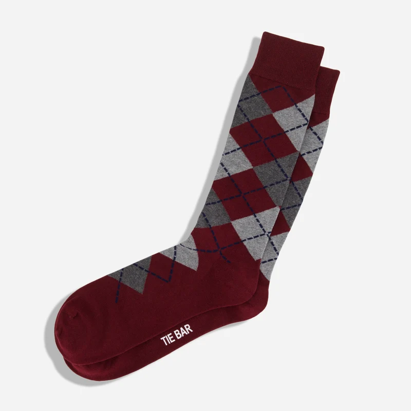 Argyle Burgundy Dress Socks