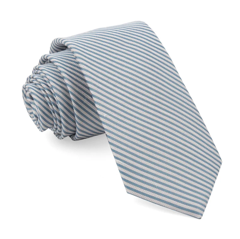 Mumu Weddings - Coastal Stripe Steel Blue Tie