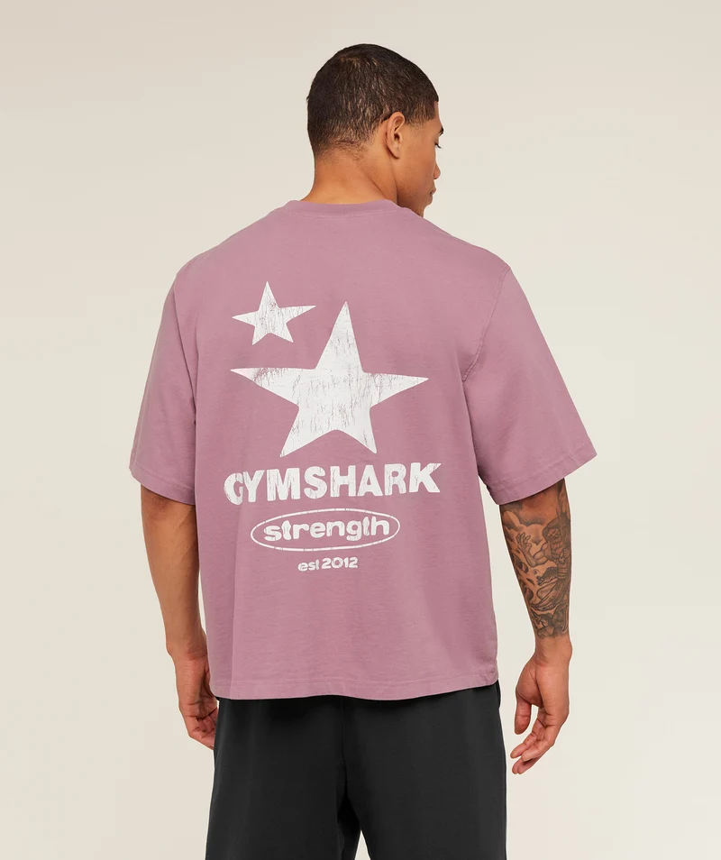 Gymshark Strength Stars Washed Graphic T-Shirt - Calm Pink