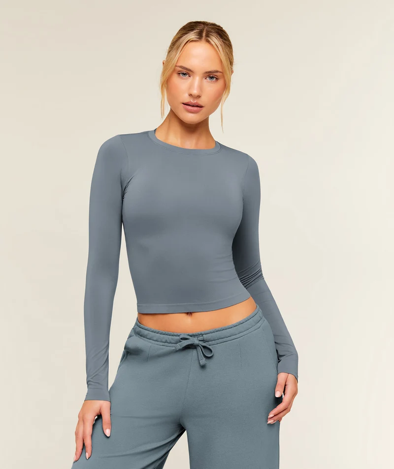 Gymshark FeatherForm™ Long Sleeve T-Shirt - Iron Blue