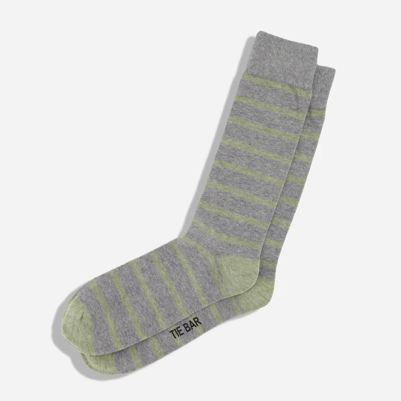 Trad Stripe Sage Green Dress Socks