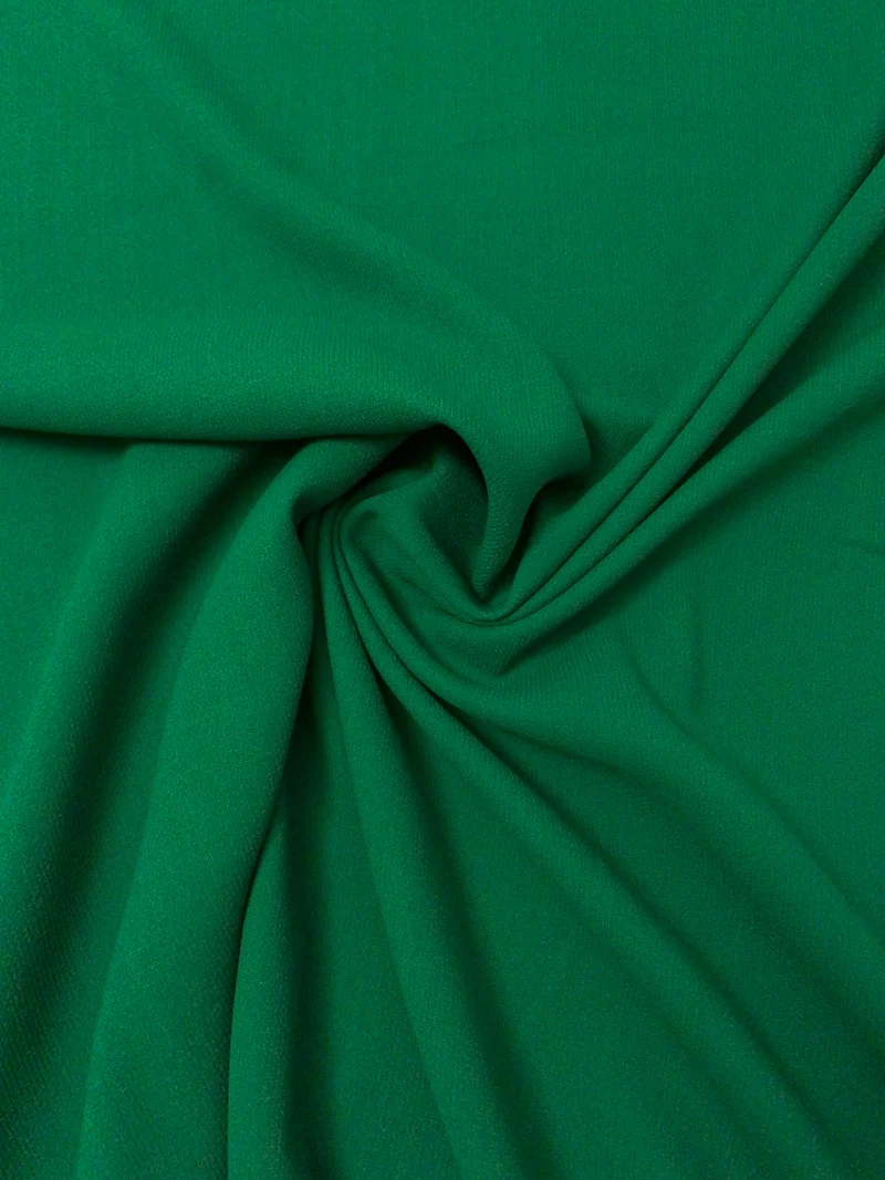 Italian Solid Stretch Double Wool Crepe - Dark Green