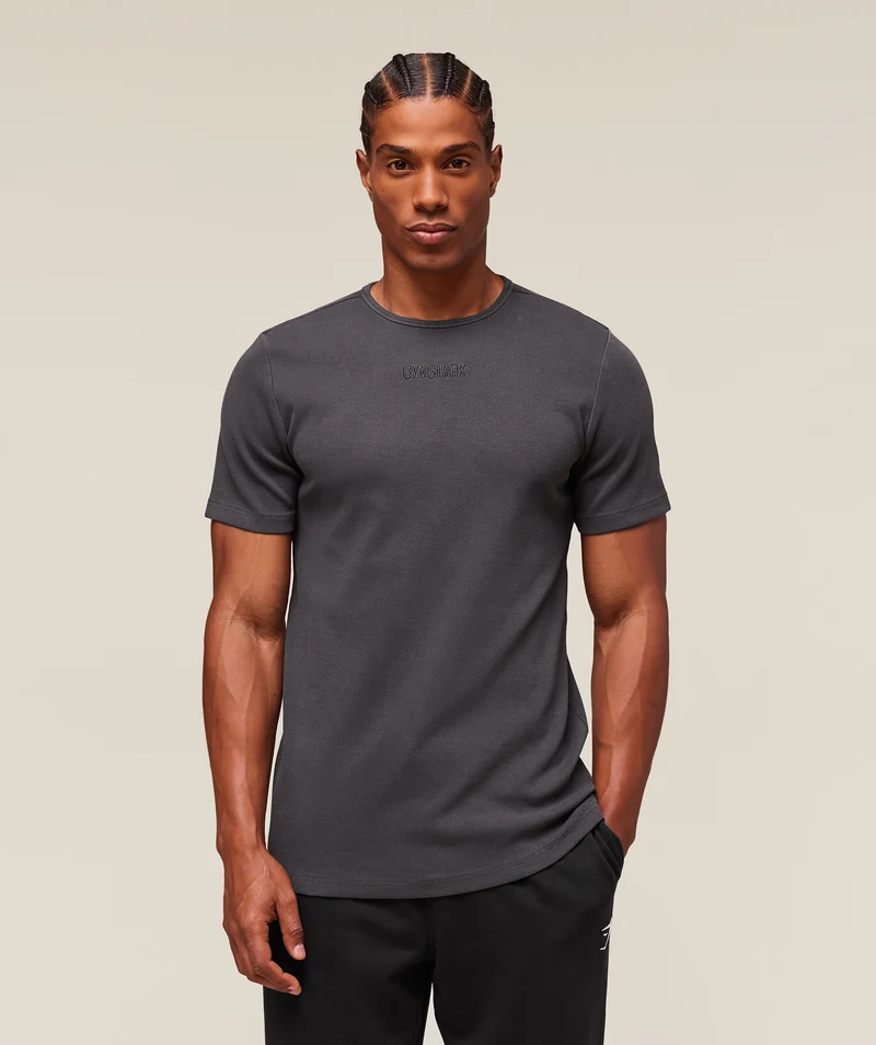 Gymshark Premium Washed Ribbed T-Shirt - Onyx Grey