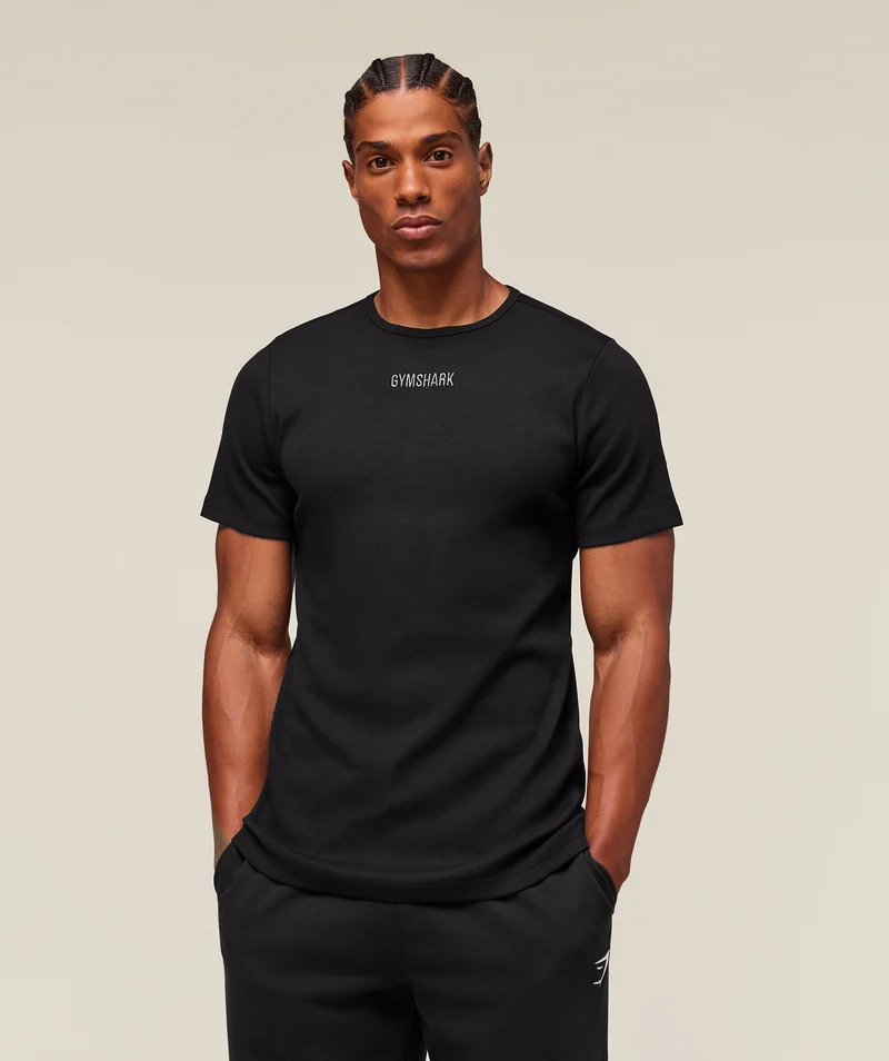 Gymshark Premium Ribbed T-Shirt - Black