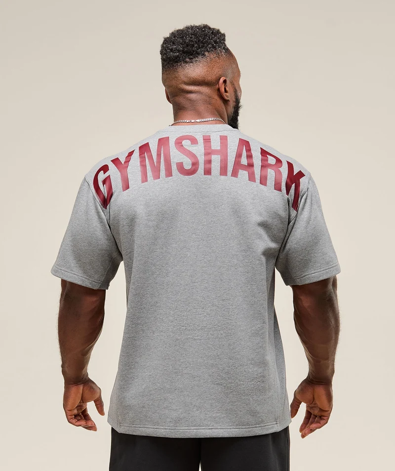 Gymshark Power Short Sleeve Crew - Charcoal Core Marl
