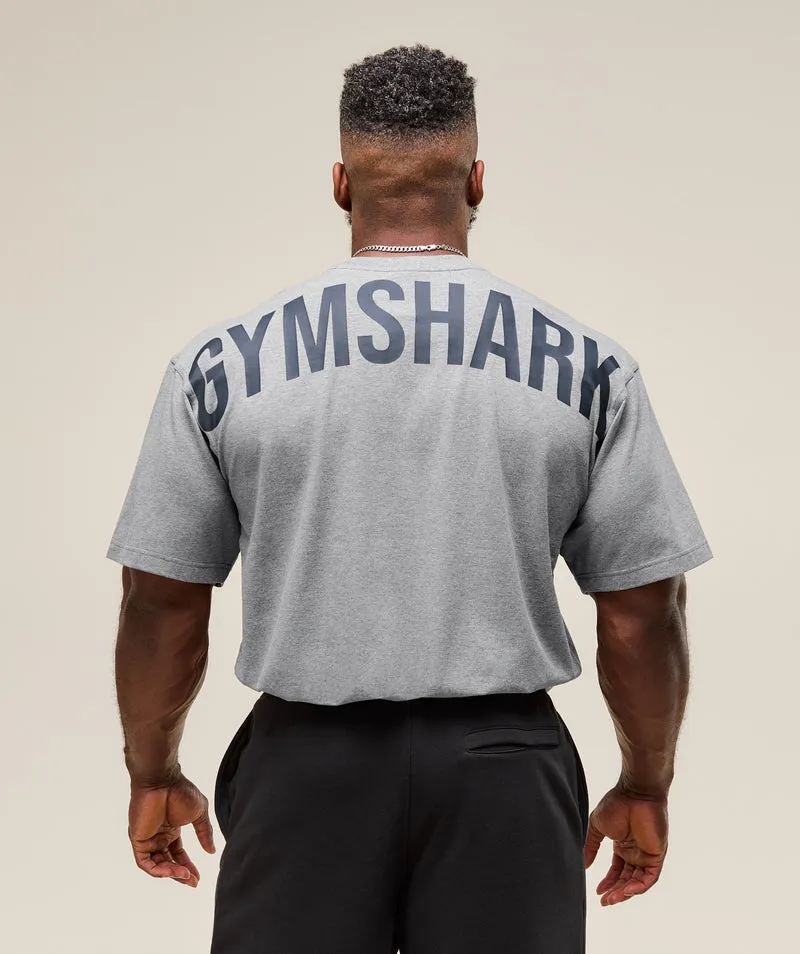 Gymshark Power T-Shirt - Charcoal Core Marl/Heavy Blue