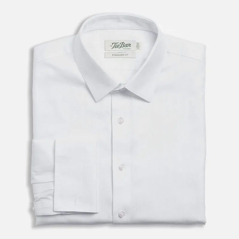 Herringbone Tuxedo White Non-Iron Dress Shirt