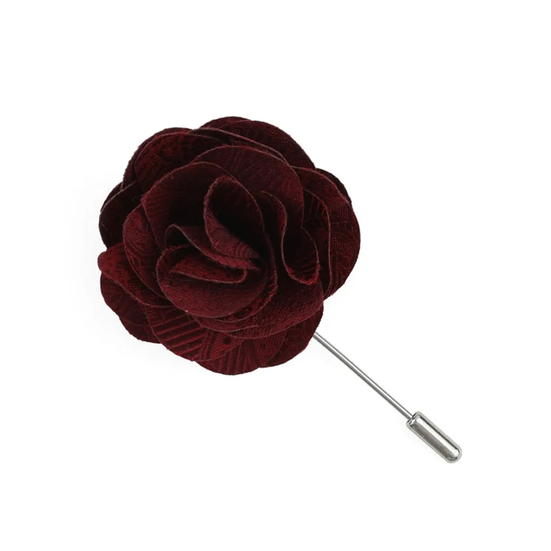 Twill Paisley Burgundy Lapel Flower