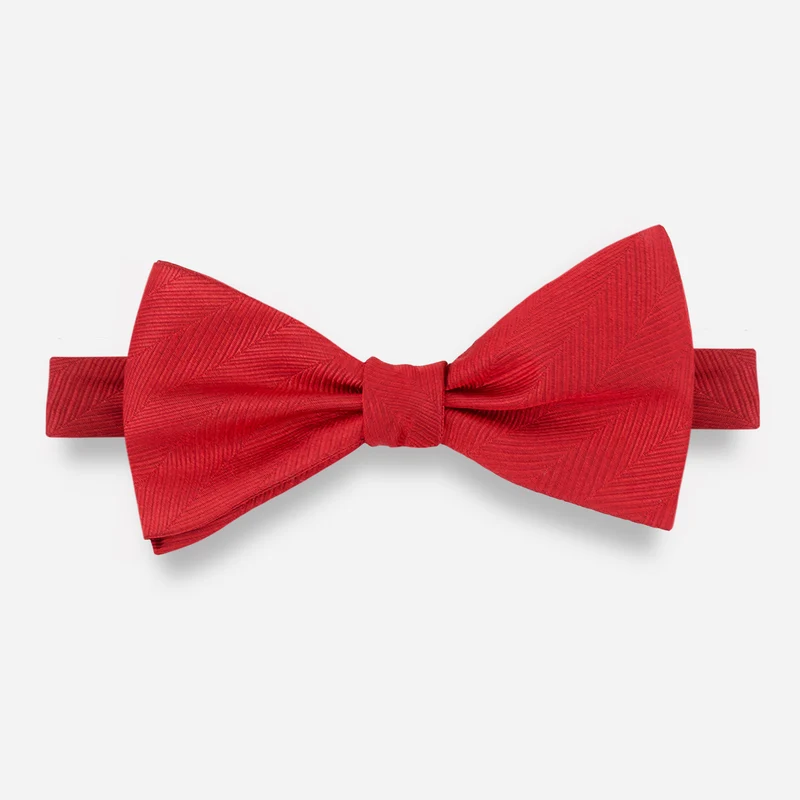 Herringbone Vow Red Bow Tie