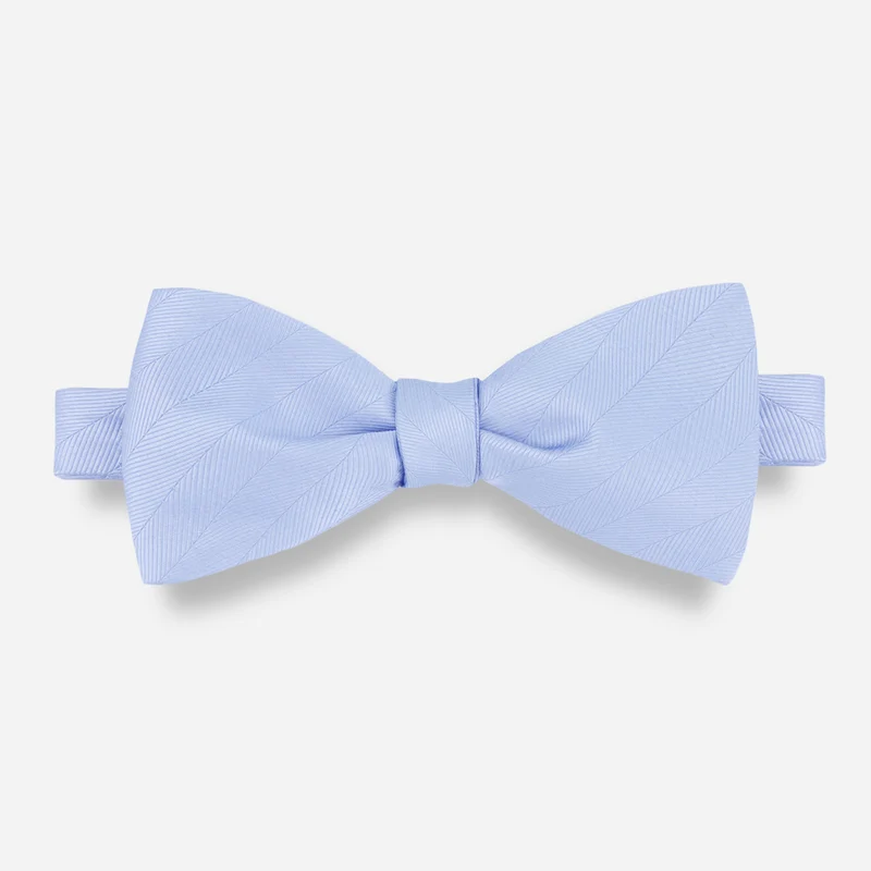 Herringbone Vow Light Blue Bow Tie