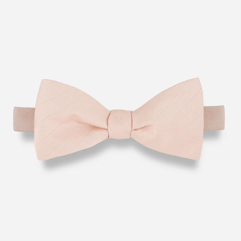 Herringbone Vow Blush Pink Bow Tie