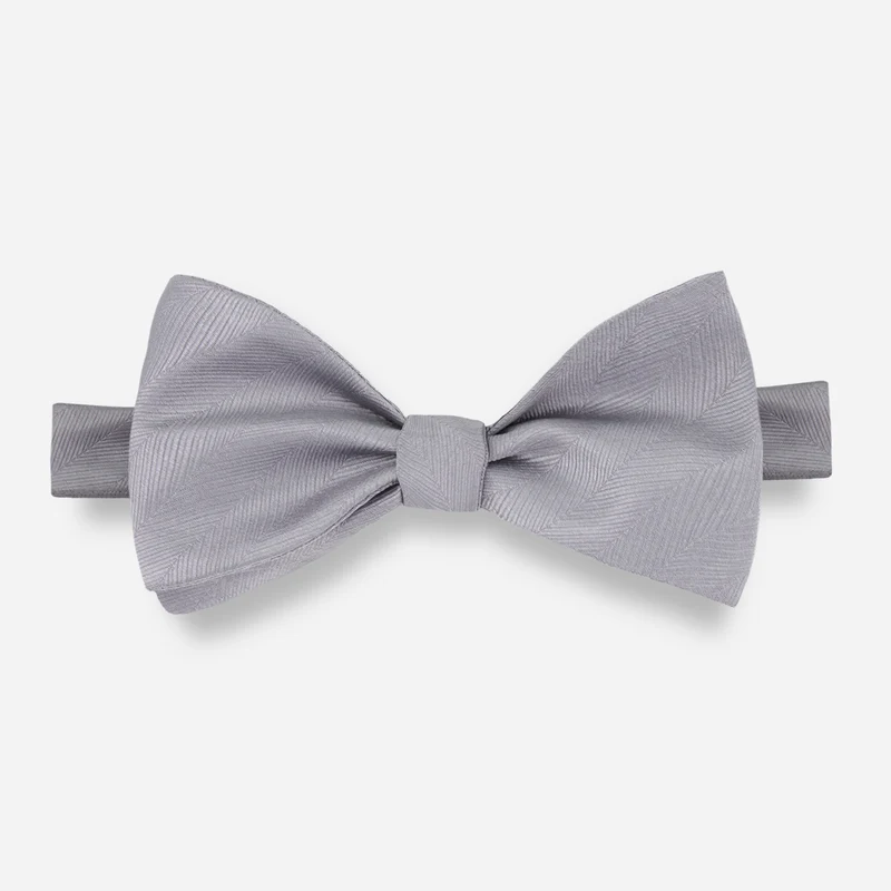 Herringbone Vow Grey Bow Tie