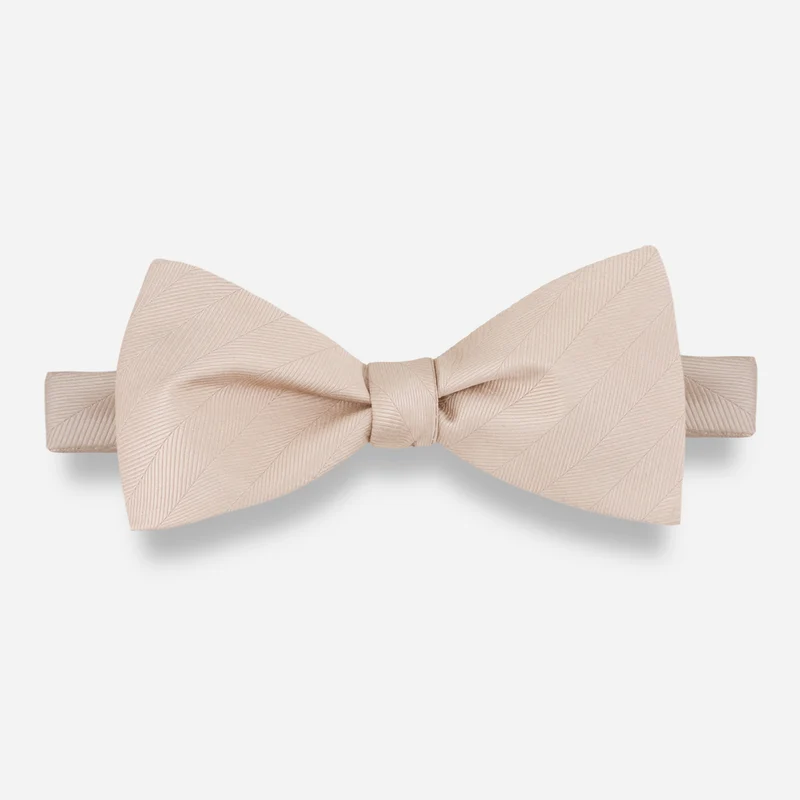 Herringbone Vow Light Champagne Bow Tie