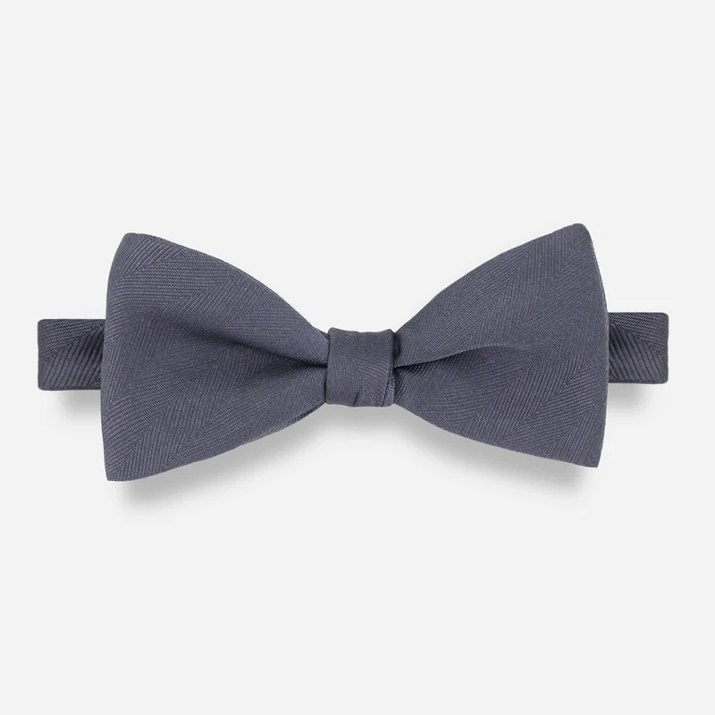 Herringbone Vow Charcoal Bow Tie