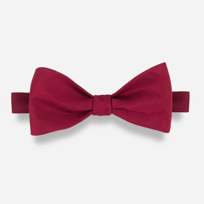 Herringbone Vow Burgundy Bow Tie
