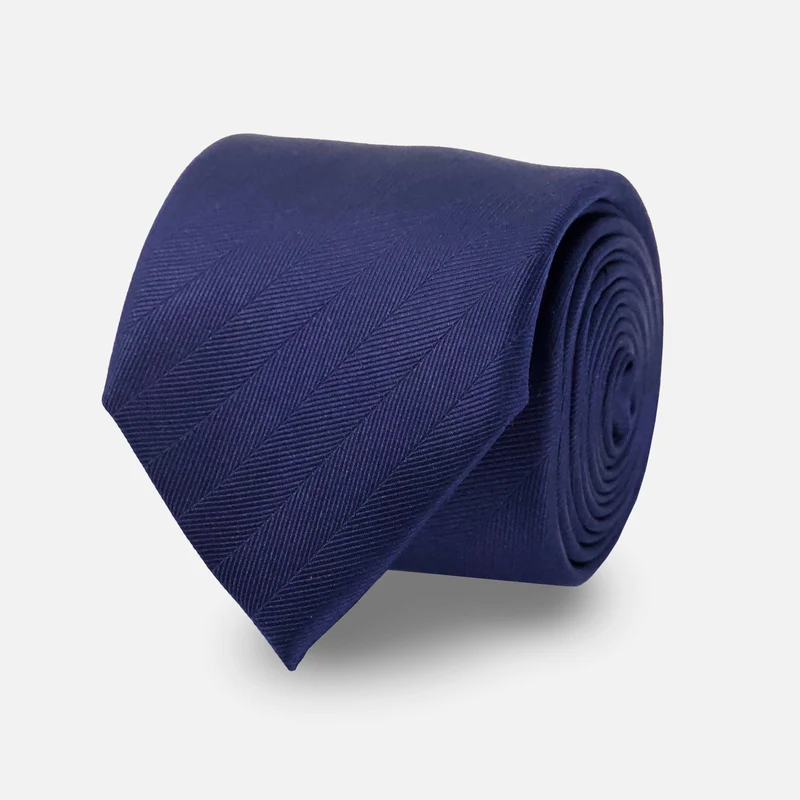 Herringbone Vow Navy Tie