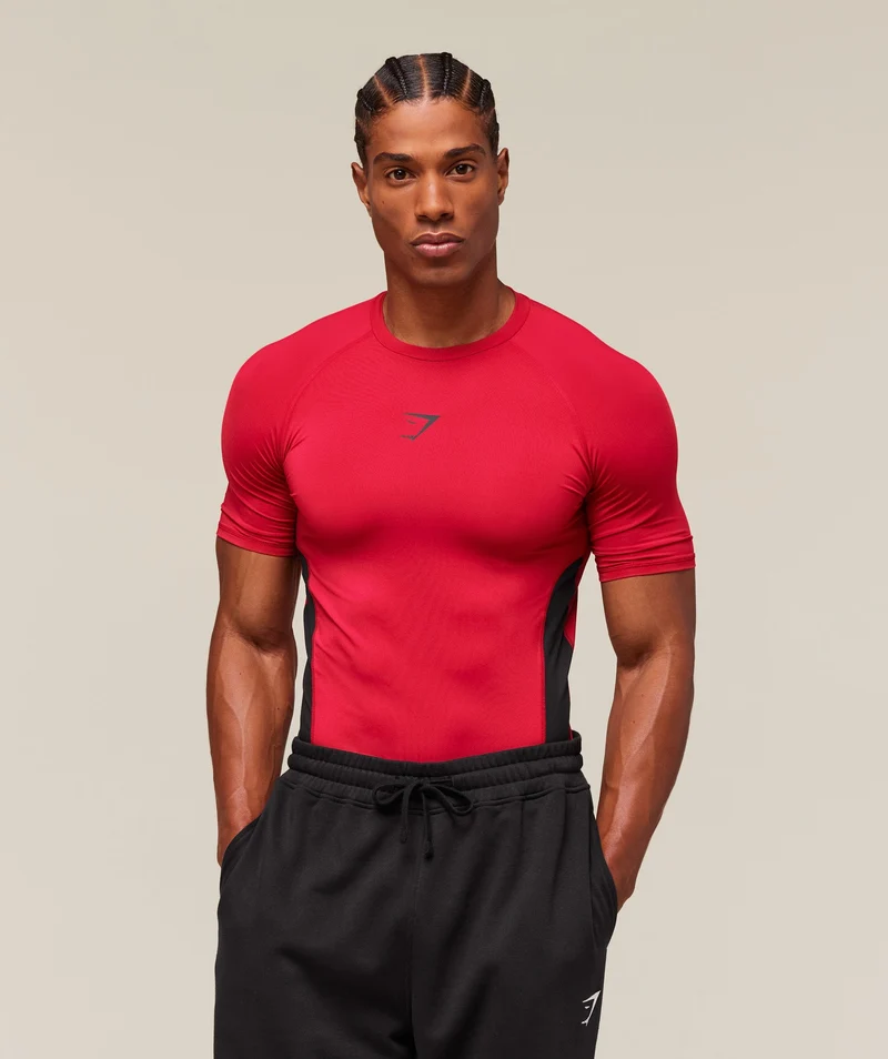 Gymshark Element Baselayer T-Shirt - Carmine Red/Black