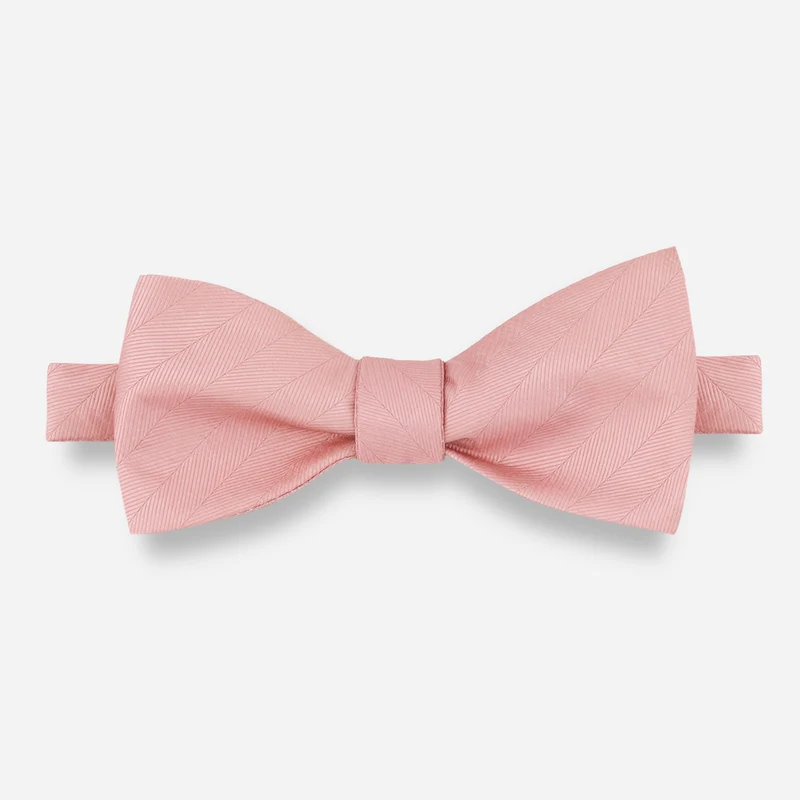Herringbone Vow Dusty Blush Bow Tie