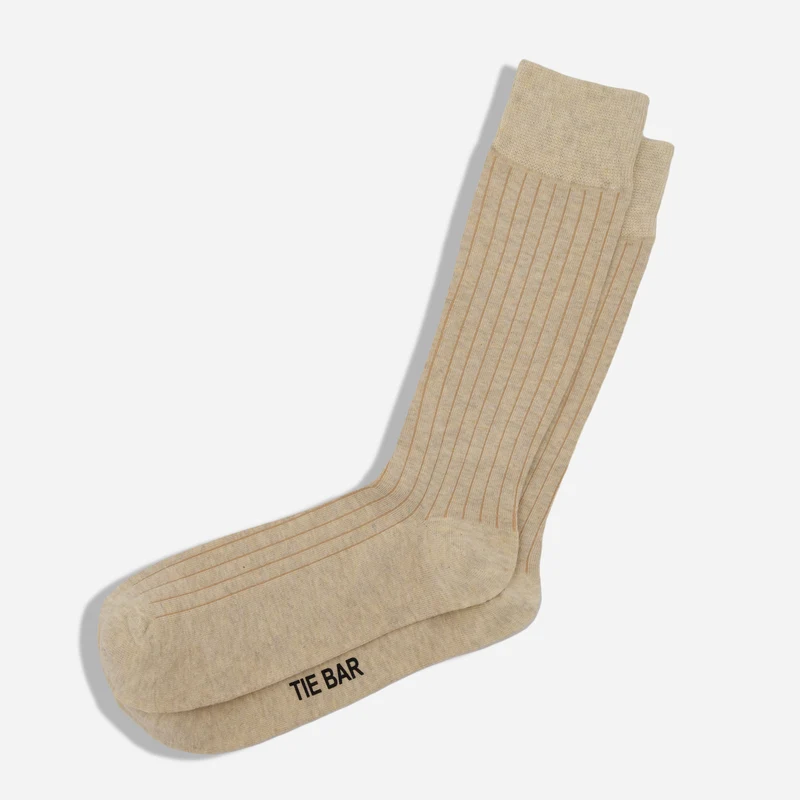 Wide Ribbed Heather Oat Dress Socks
