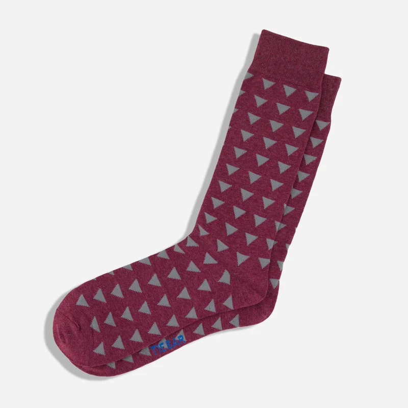 Triangle Geo Burgundy Dress Socks