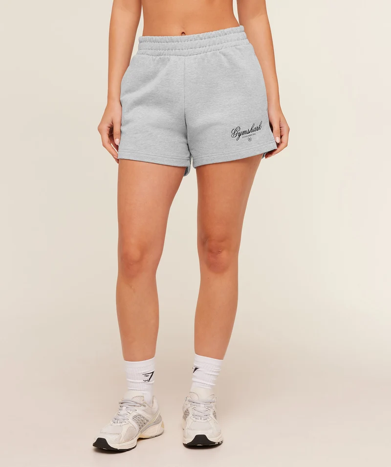 Gymshark Script Embroidery Shorts - Light Grey Core Marl