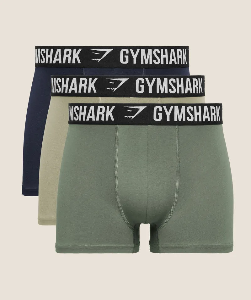Gymshark Boxer Brief 3PK - Heavy Blue/Unit Green/Chalk Green