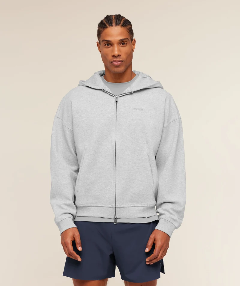 Gymshark Evolve Lightweight Zip Through Hoodie - Soft Grey Marl