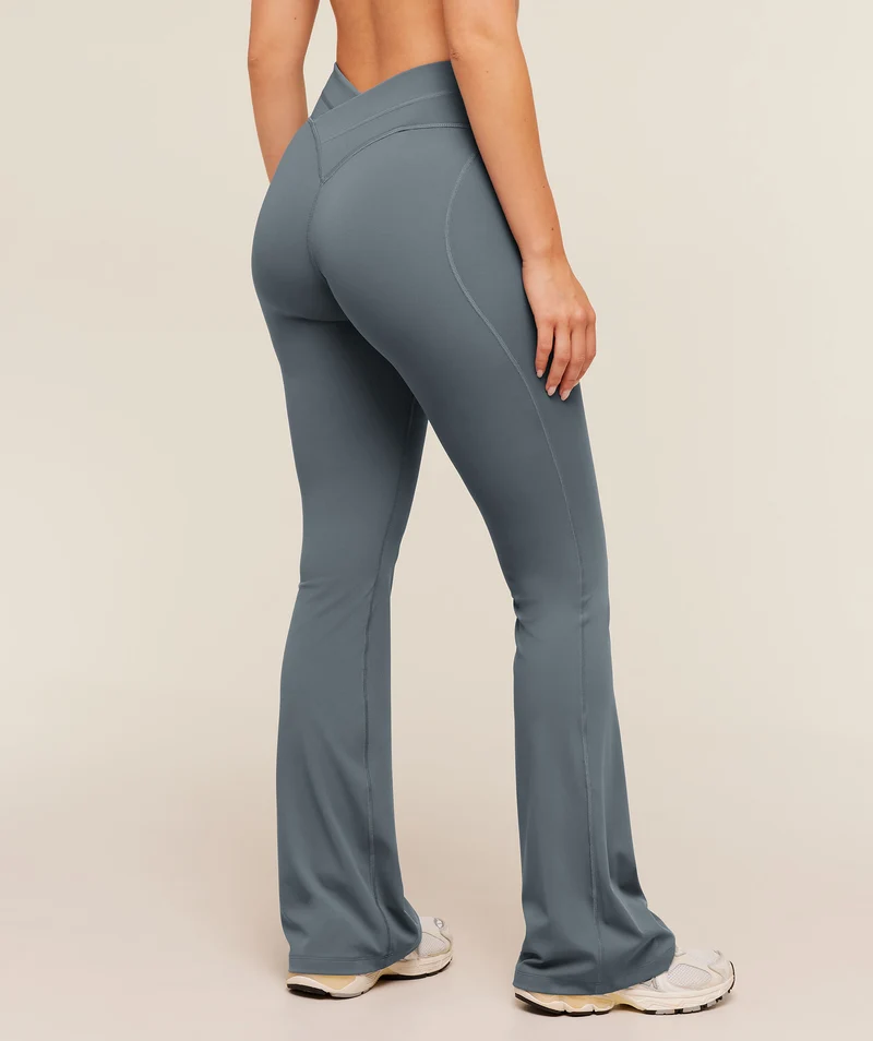 Gymshark Crossover Back Flared Leggings - Iron Blue