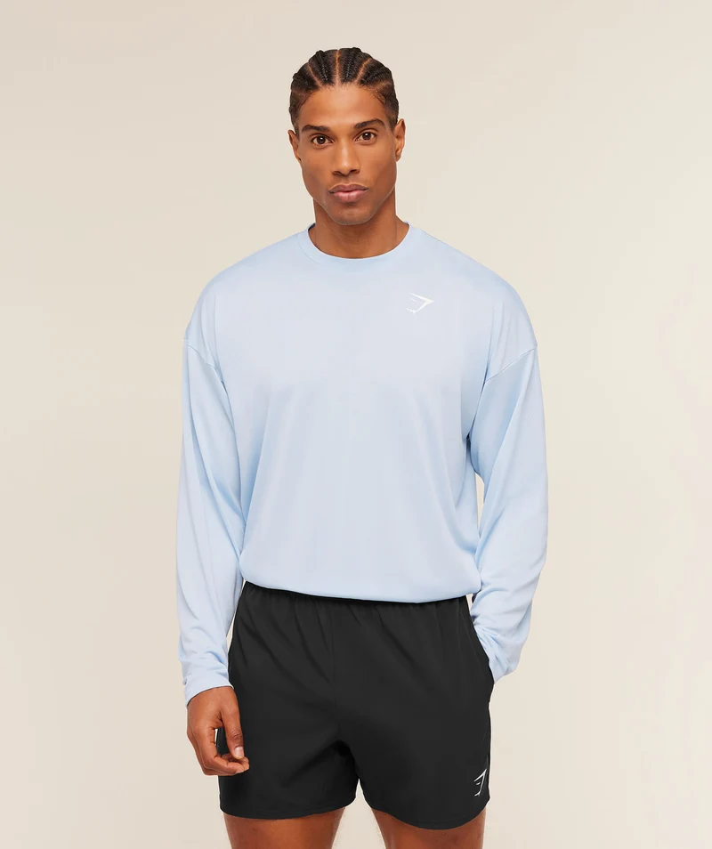 Gymshark Arrival Oversized Long Sleeve T-Shirt - Chilled Blue