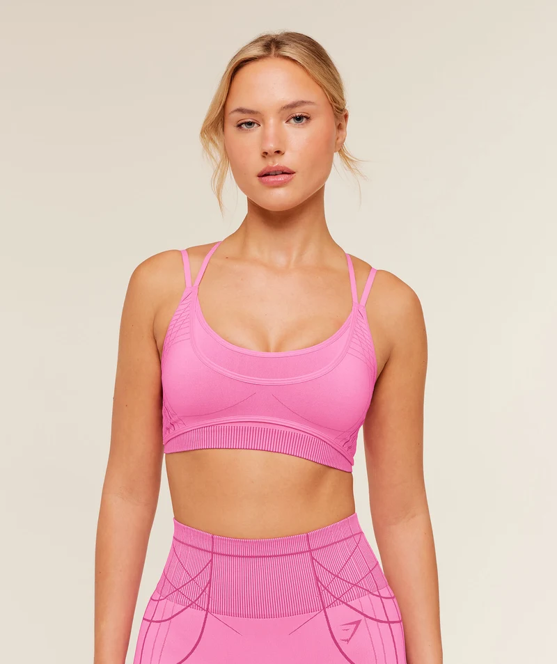 Gymshark Apex Seamless Strappy Sports Bra - Focus Pink/Super-Set Pink