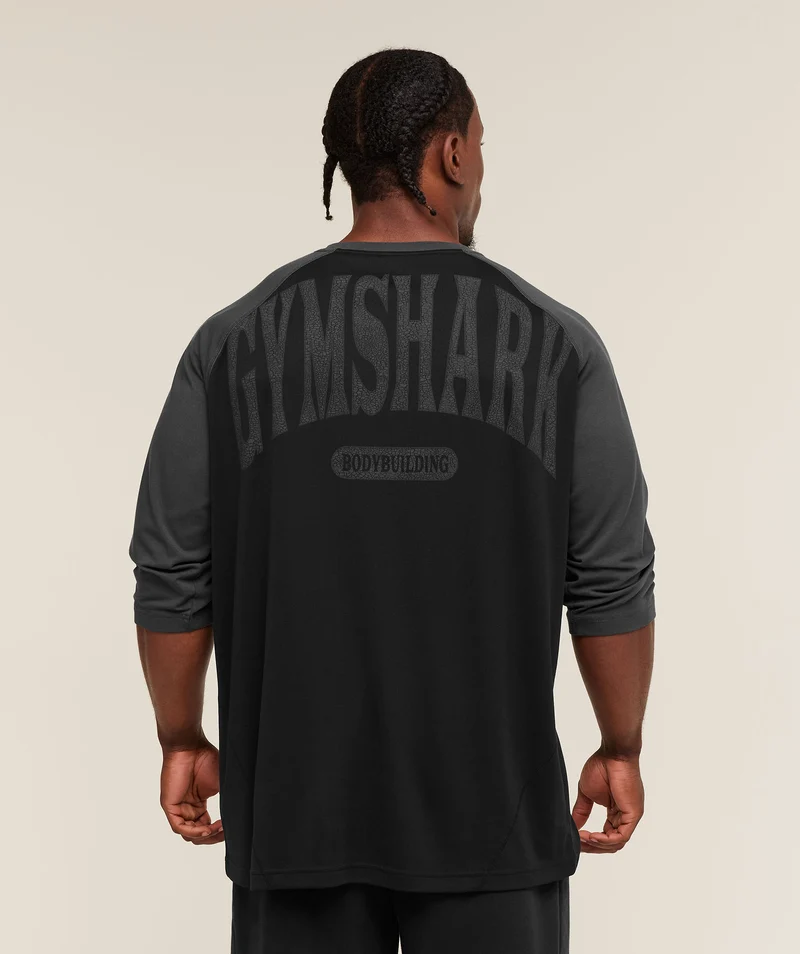 Gymshark 1/3 LS Graphic T-Shirt - Metal Grey/Black